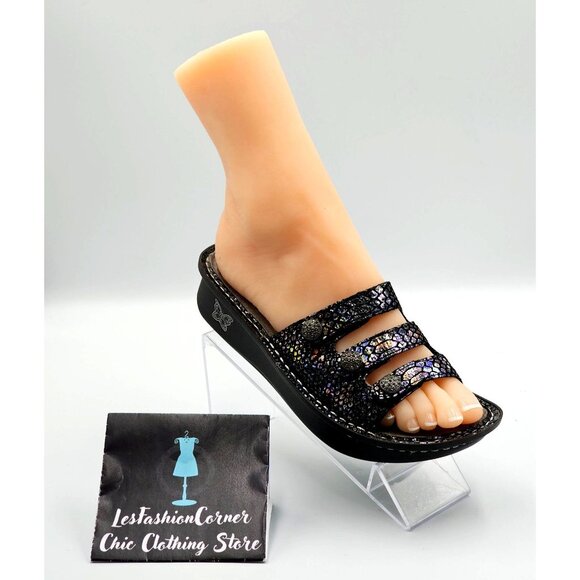 Alegria Women's Black Iridescent Leather Kacee Magnetic Sandals Sz 5.5 2320 - Picture 12 of 16